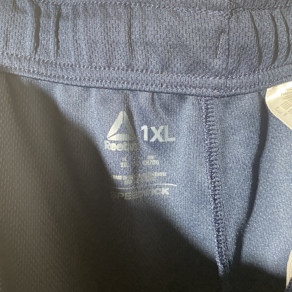 Reebok Men’s Navy Blue Sweatpants Wideleg Jogger Logo Zipper Pockets Size 1XL - Picture 4 of 6